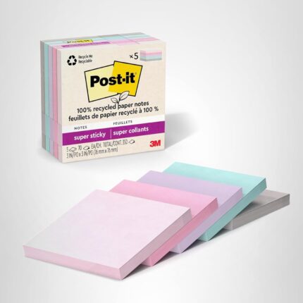 Wanderlust Pastel Super Sticky Notes — 5 Pads, 3×3 Inch