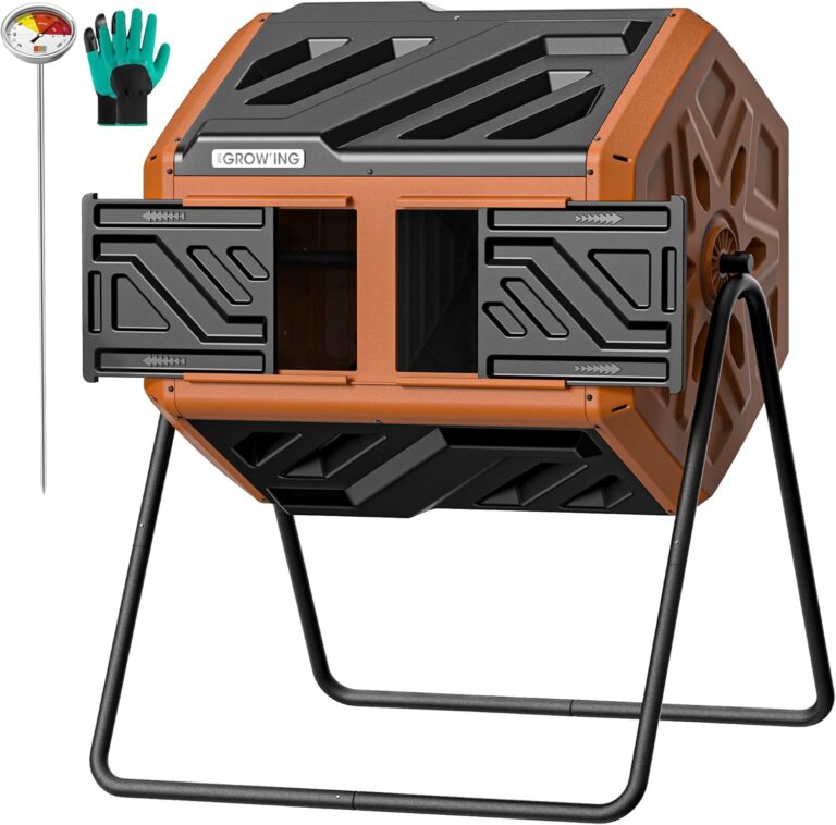 'ING Dual-Chamber Tumbling Composter with Gloves