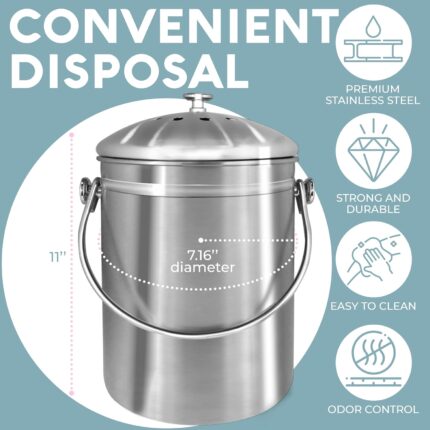 Premium Stainless Steel Kitchen Compost Bin
