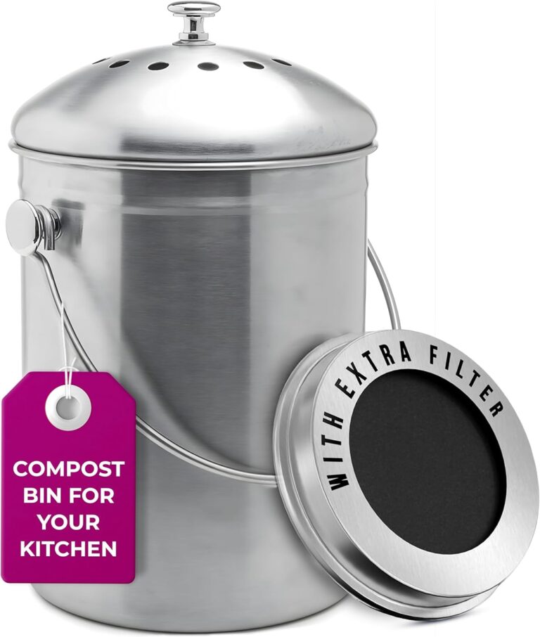 Premium Stainless Steel Kitchen Compost Bin with Odor Filter