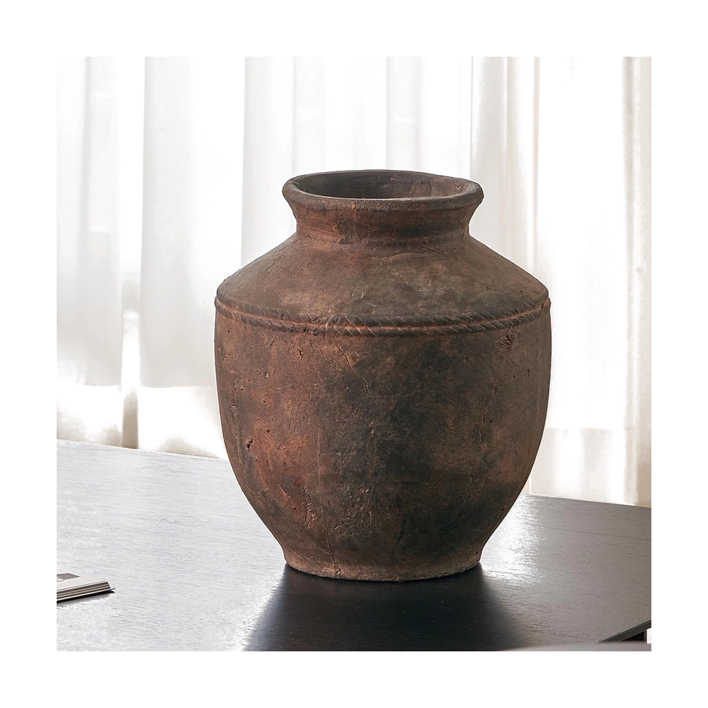 Artisan Hand-Thrown Earthenware Pot - Rustic Brown Finish