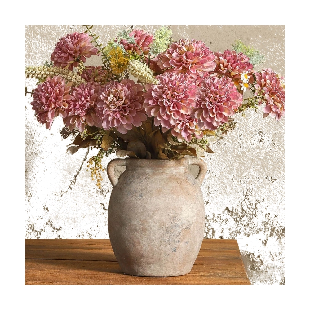Rustic Terracotta Amphora Vase with Handles for Fresh Blooms
