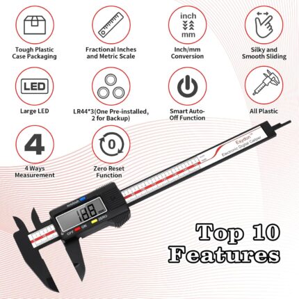 Black Plastic Digital Caliper – photo 2