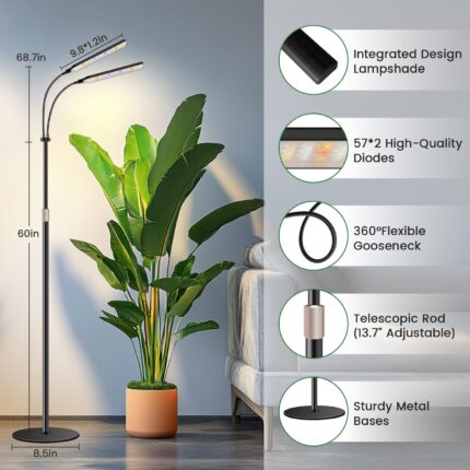 Adjustable Dual-Head LED Floor Grow Lamp - image 2