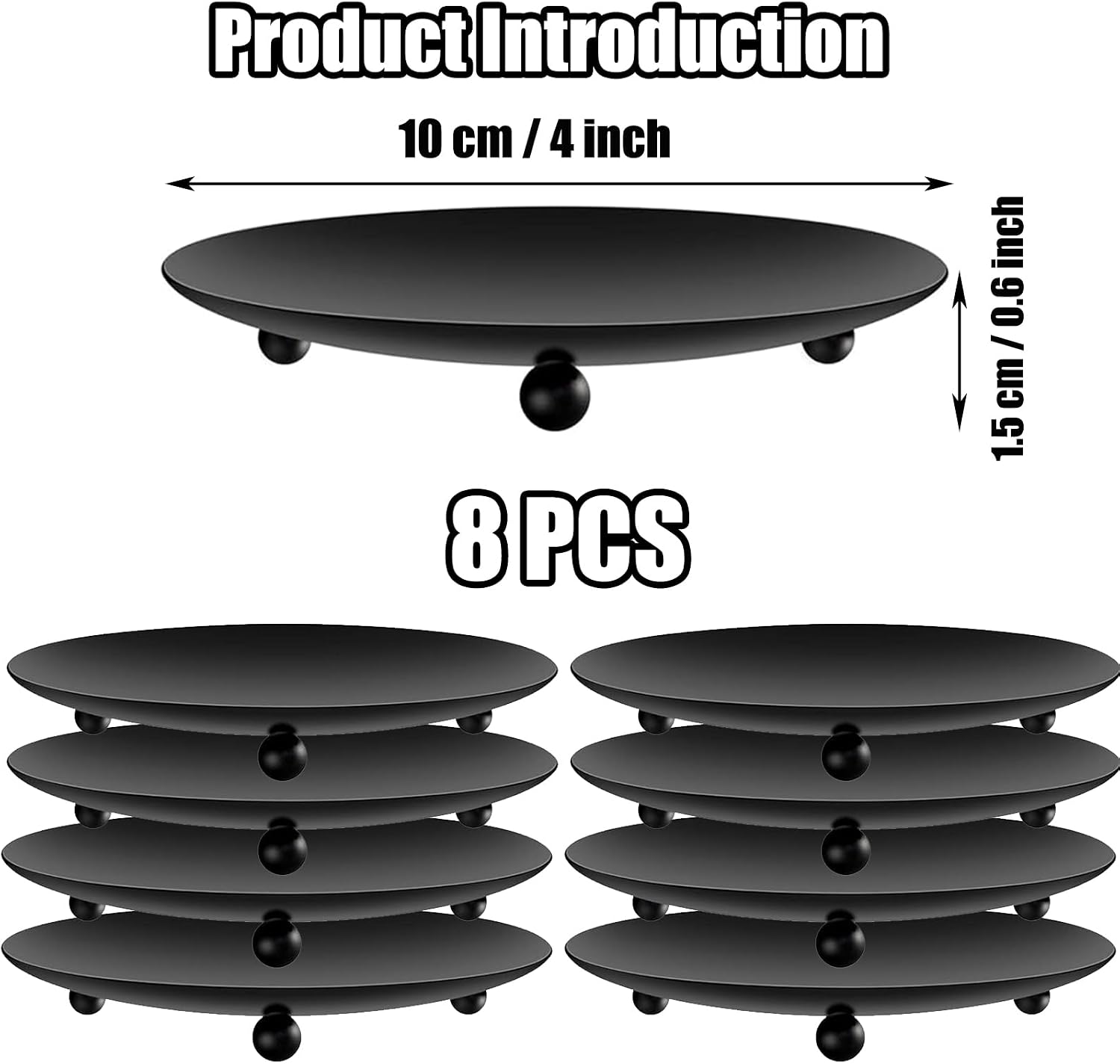Black Metal Pillar Candle Plates - Hình 2