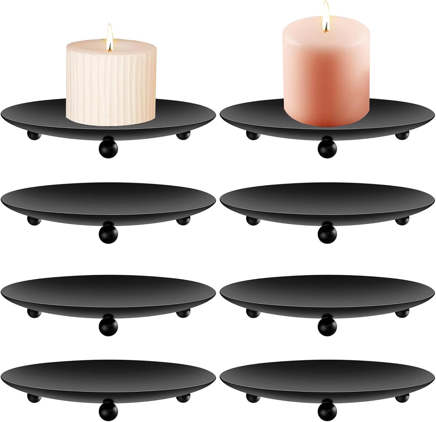 Black Metal Pillar Candle Plates