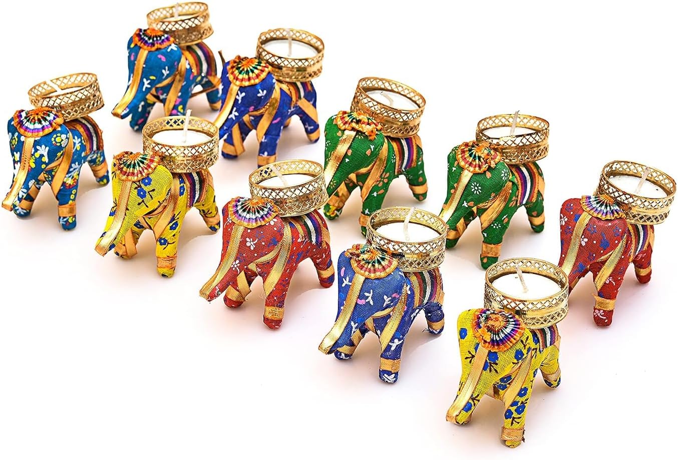 Handcrafted Fabric Elephant Tealight Holders - Hình 3