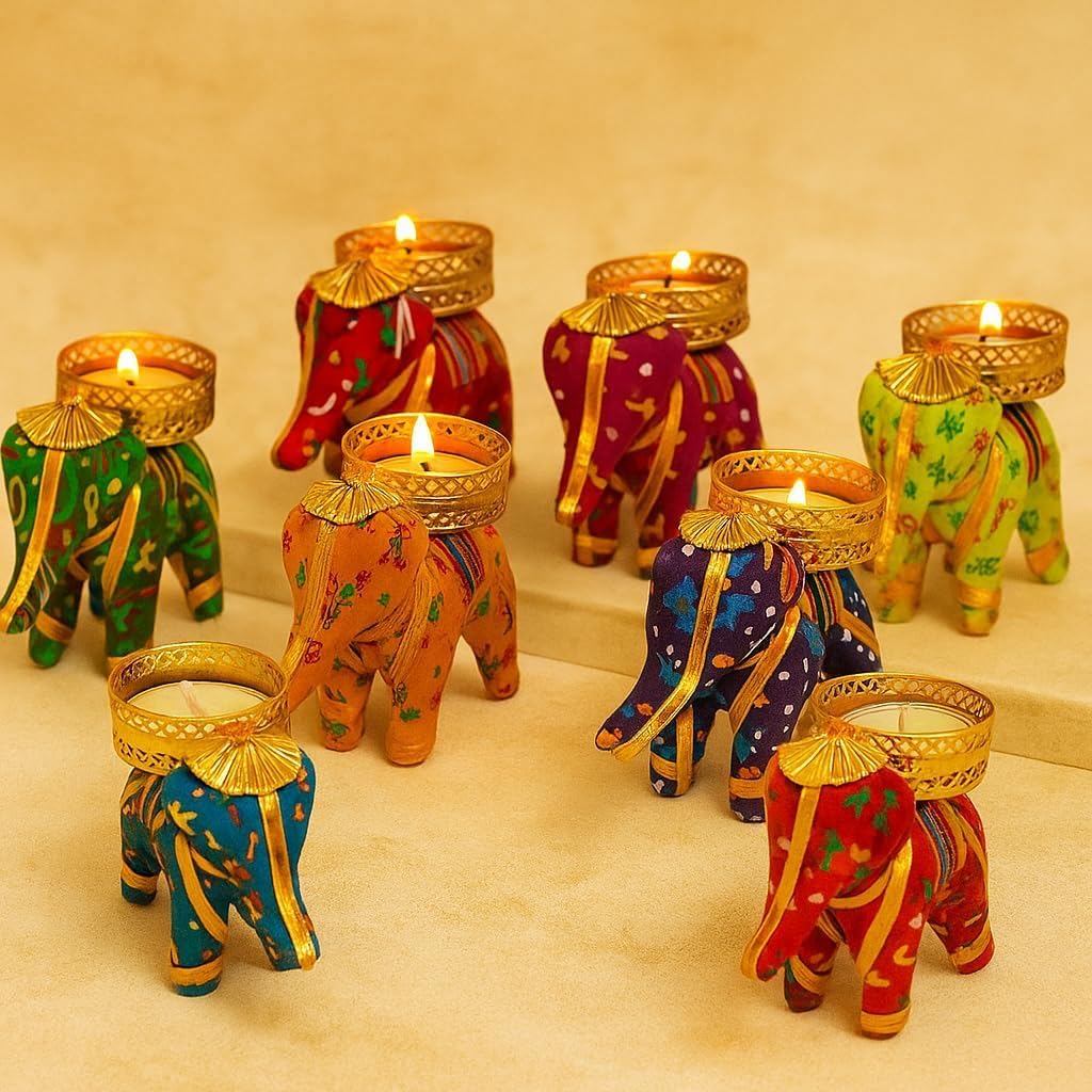 Handcrafted Fabric Elephant Tealight Holders - Hình 5
