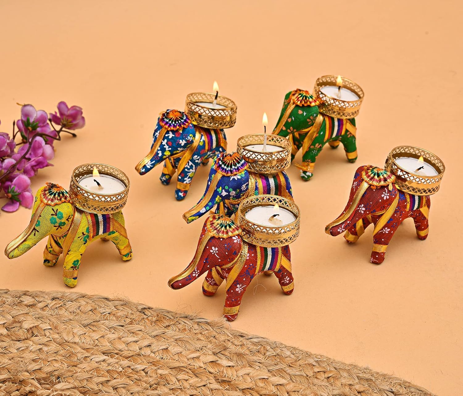 Handcrafted Fabric Elephant Tealight Holders