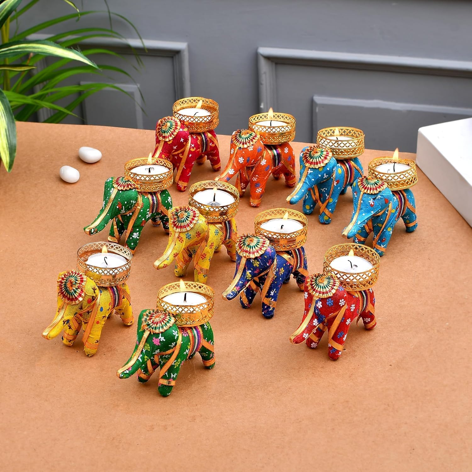 Handcrafted Fabric Elephant Tealight Holders - Hình 7