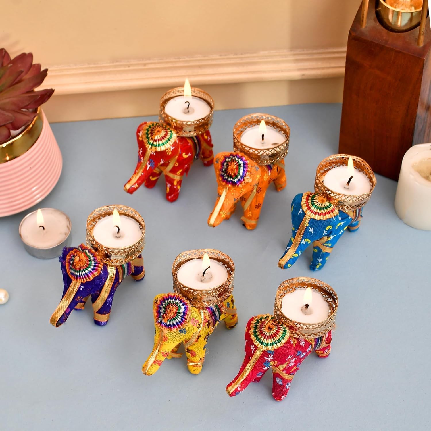 Handcrafted Fabric Elephant Tealight Holders - Hình 6