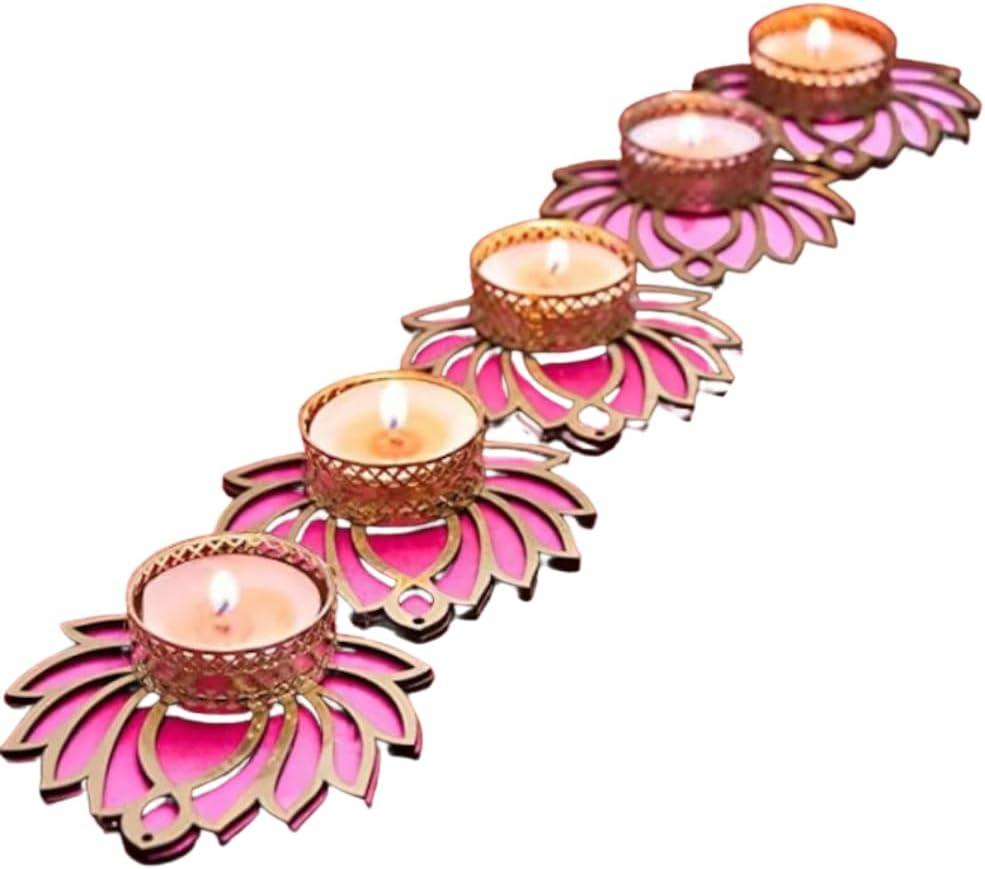 Pink Gold Mirrored Lotus Tealight