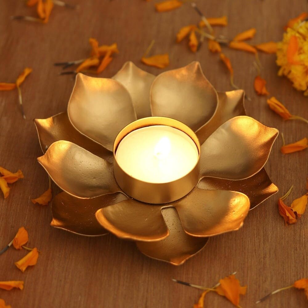 Golden Lotus Tealight Holder