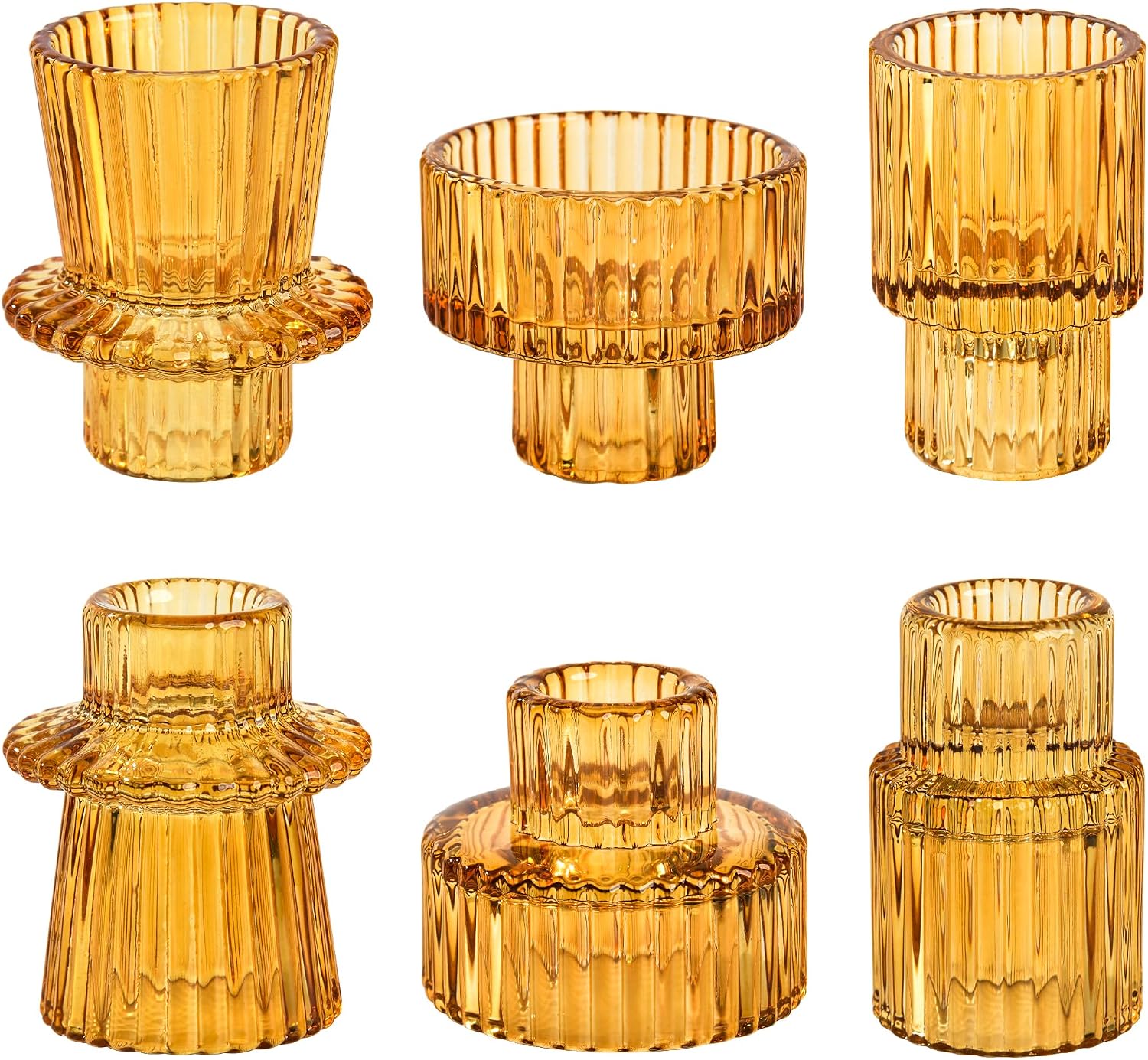 Emerald Ribbed Glass Candle Holders - Hình 12