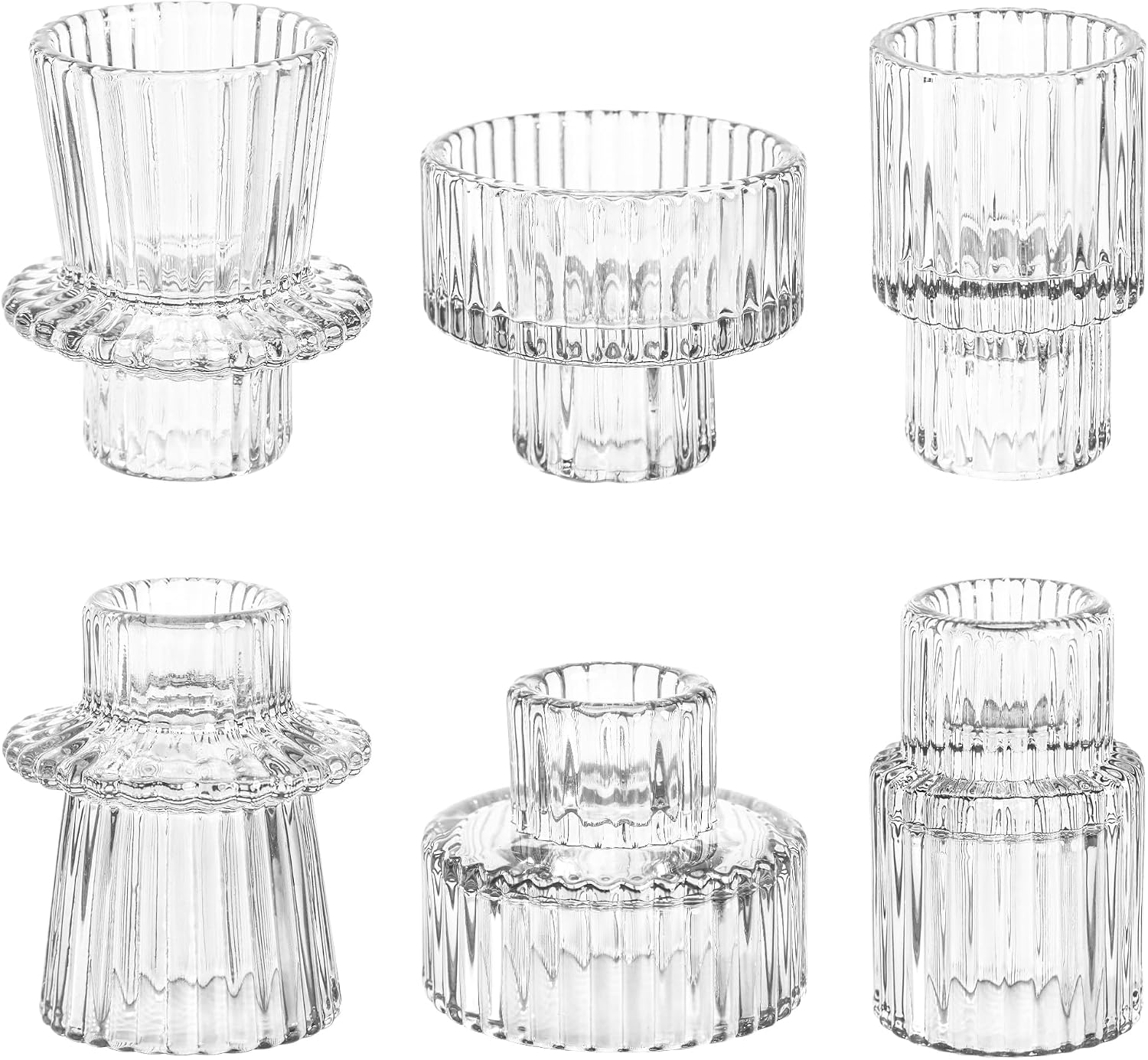 Emerald Ribbed Glass Candle Holders - Hình 11