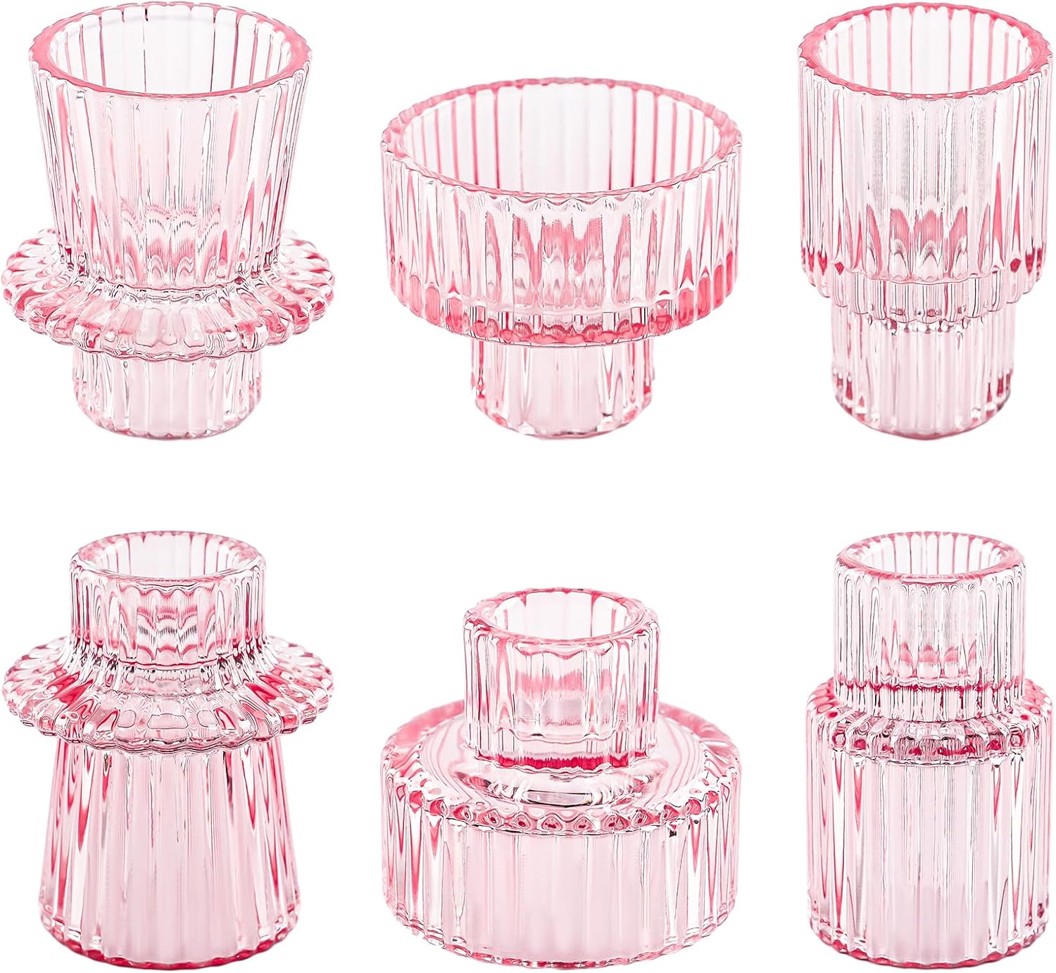 Emerald Ribbed Glass Candle Holders - Hình 10