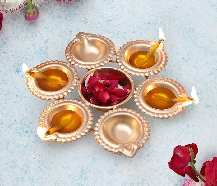Traditional Brass Diya Oil Lamp Set - Hình 8