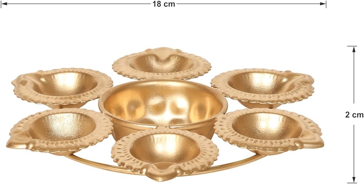 Traditional Brass Diya Oil Lamp Set - Hình 7