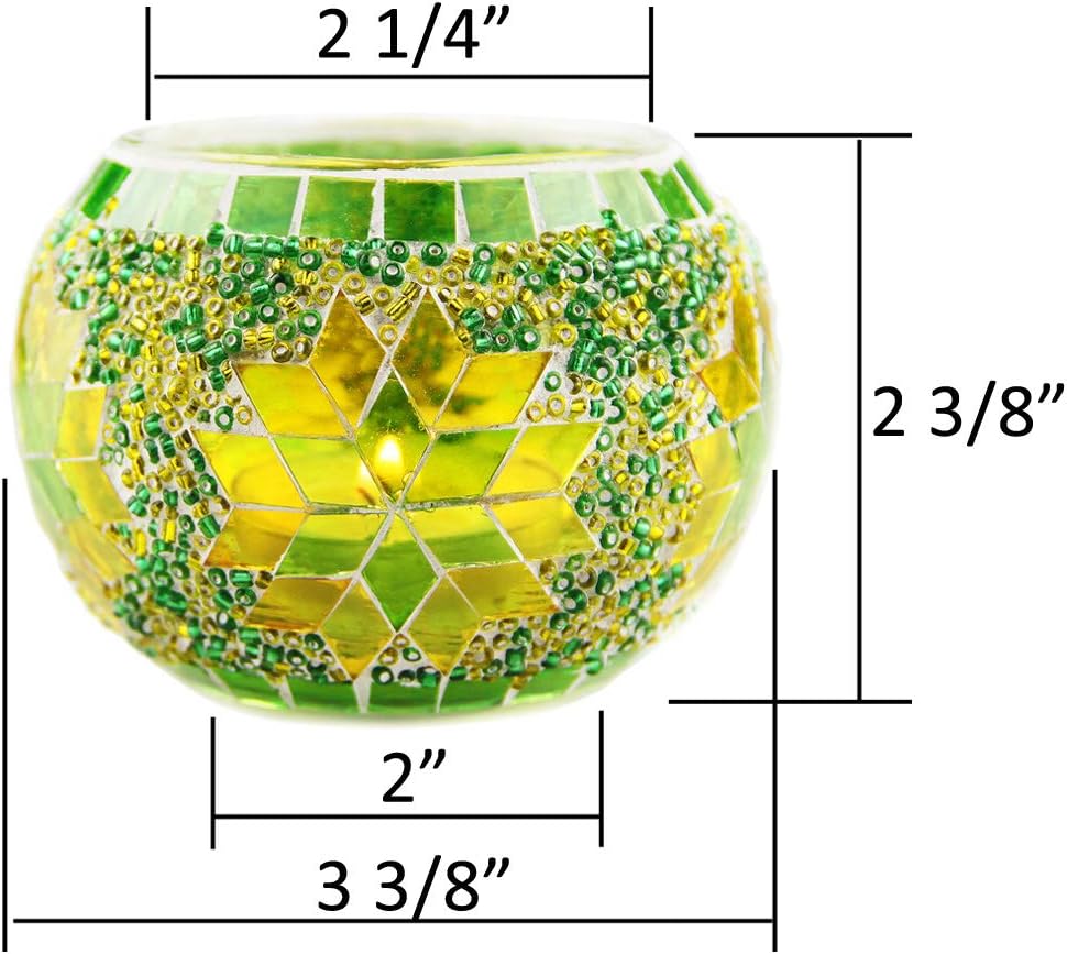 Vibrant Mosaic Glass Tealight Holders - Hình 2