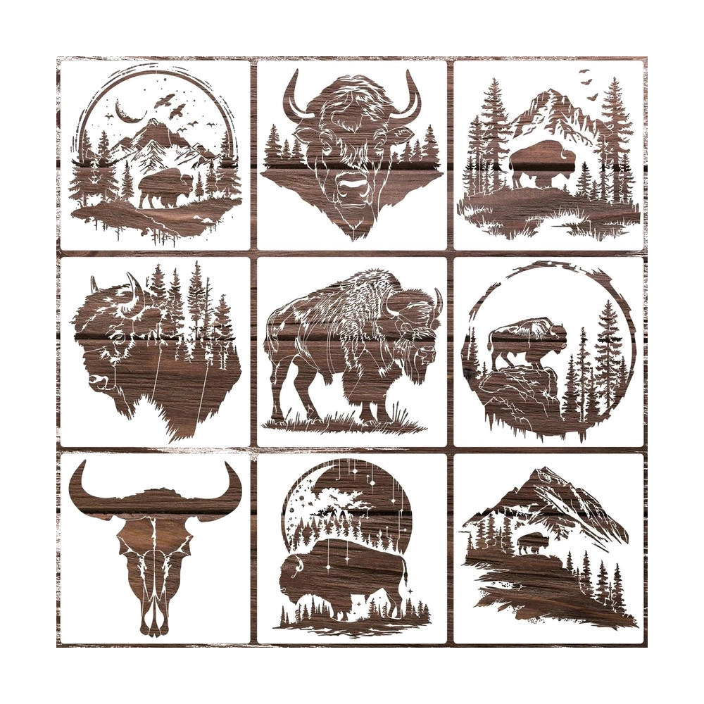 Bison Nature Stencils - Reusable for Woodburning & Crafts