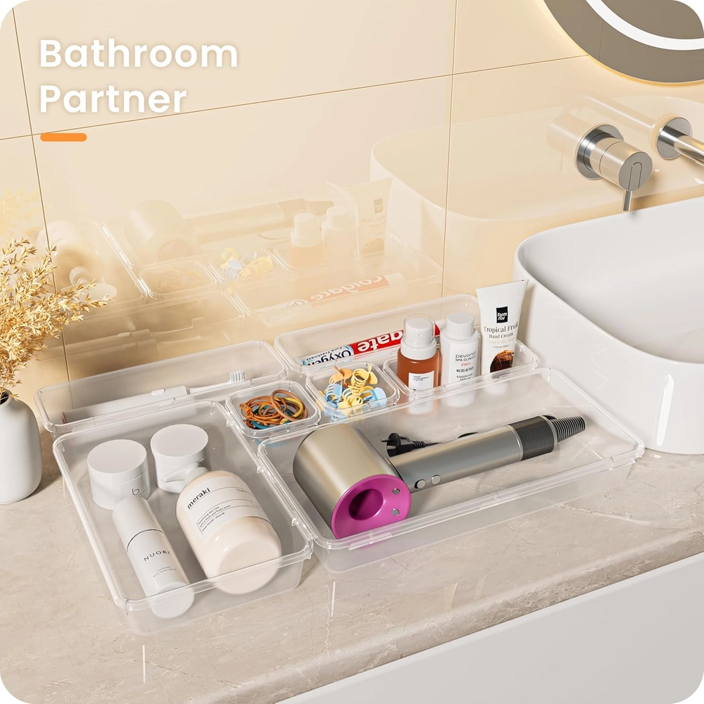 Clear Drawer Organizer Set