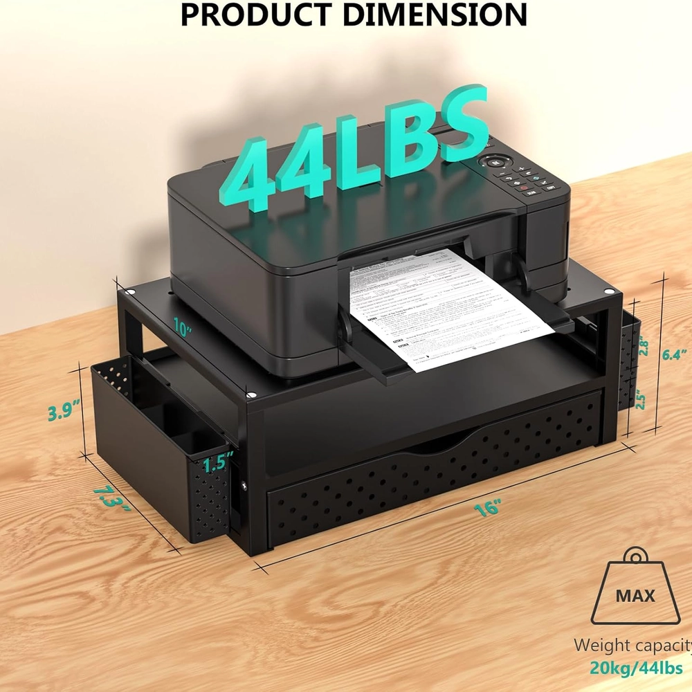 Black Metal Monitor Stand Organizer