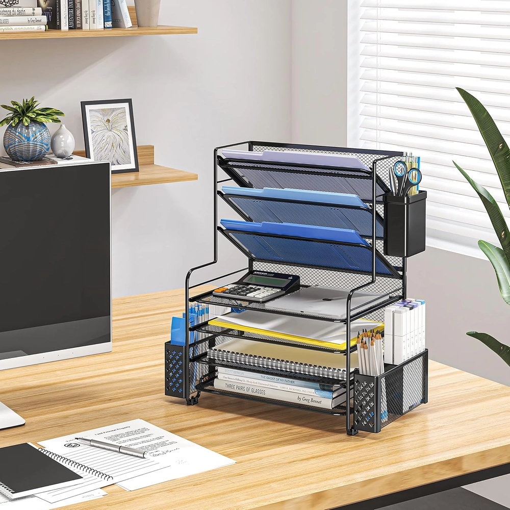 Multi-Tier Mesh Desk File Sorter