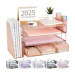 Rose Gold Mesh Desk Organizer