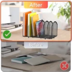Black Metal Mesh Desktop File Organizer