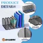 Black Metal Mesh Desktop File Organizer