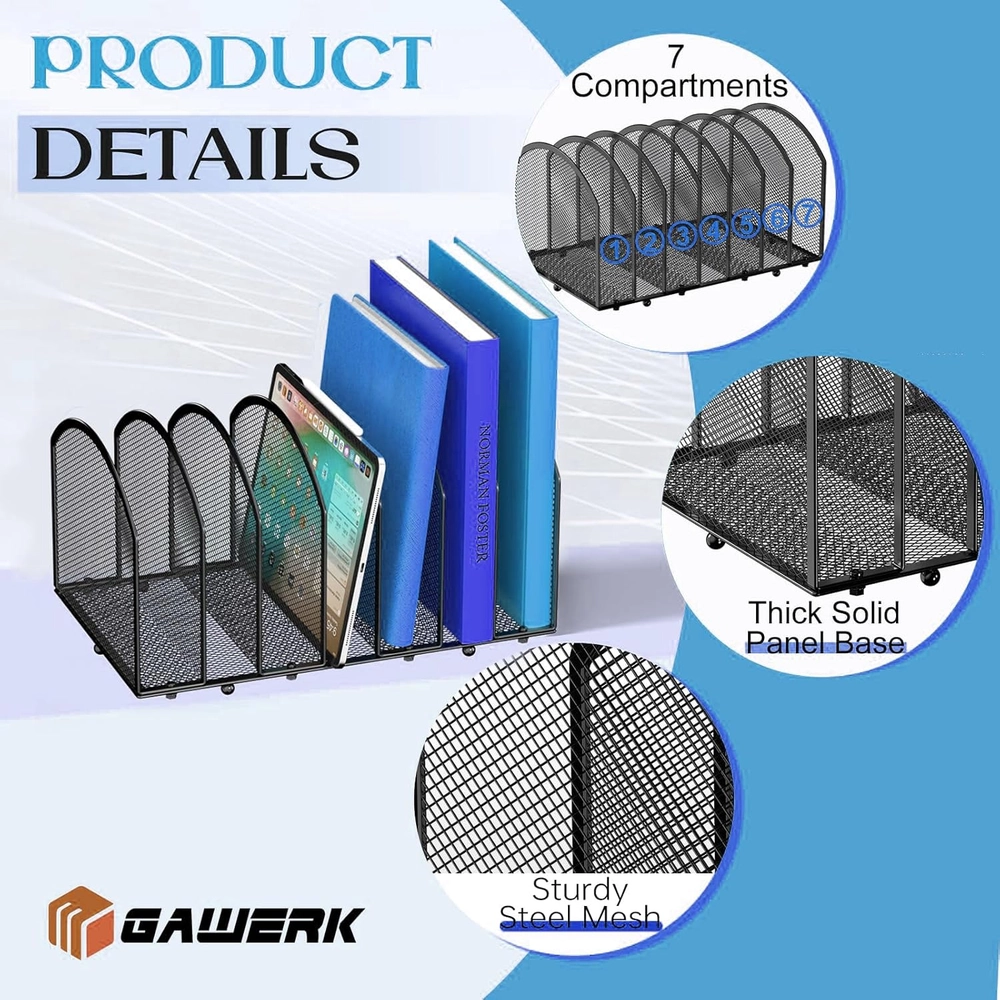 Black Metal Mesh Desktop File Organizer