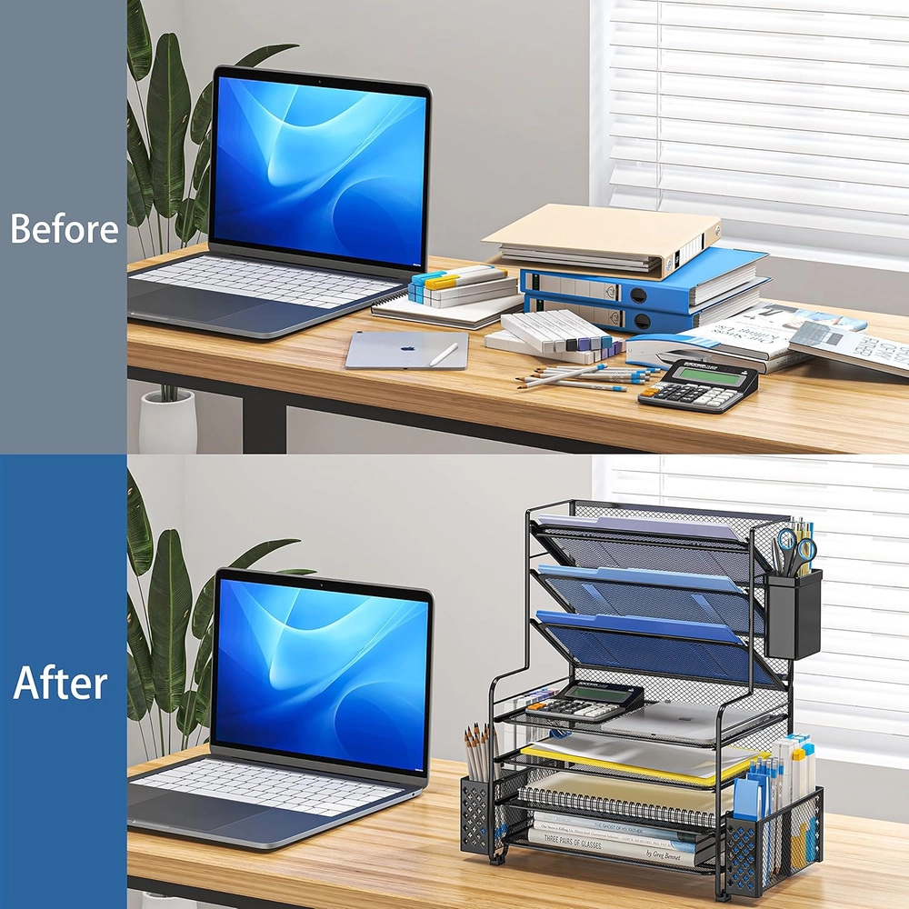 Multi-Tier Mesh Desk File Sorter