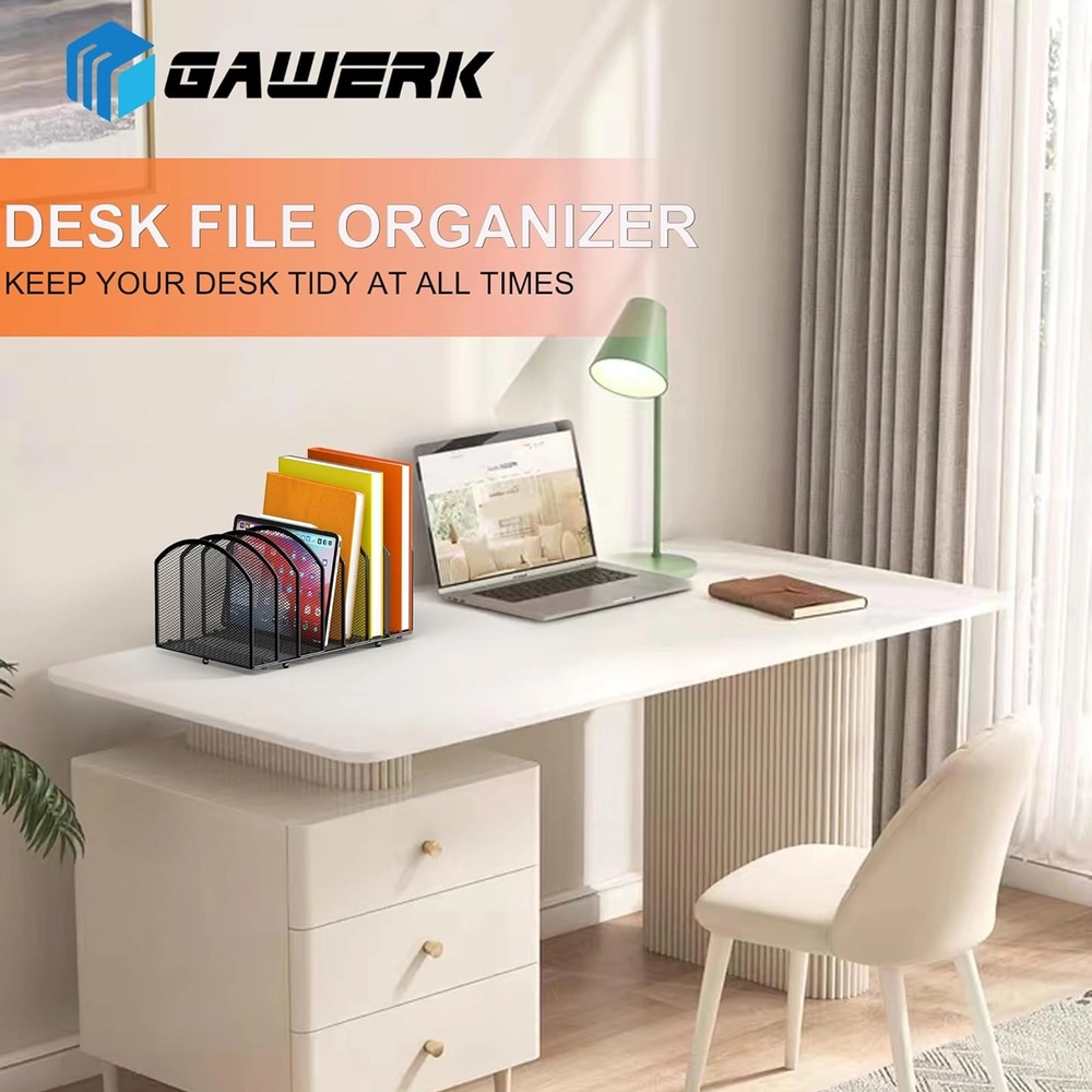 Black Metal Mesh Desktop File Organizer
