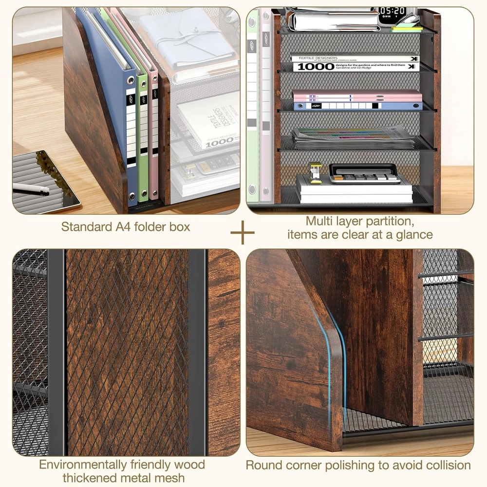 Rustic Wood Desk Organizer