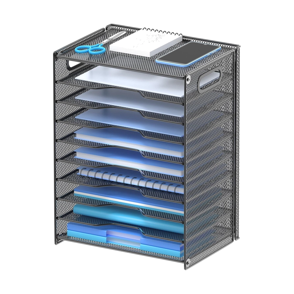 Black Paper Organizer featured (CMC) Black Mesh 9-Tier Document Sorter
