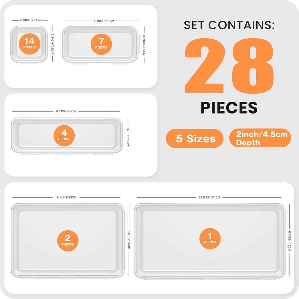 Clear Drawer Organizer Set