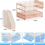 Rose Gold Mesh Desk Organizer