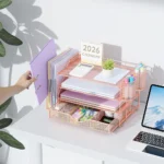 Rose Gold Mesh Desk Organizer