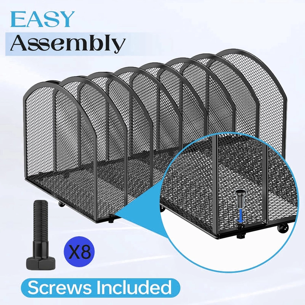 Black Metal Mesh Desktop File Organizer
