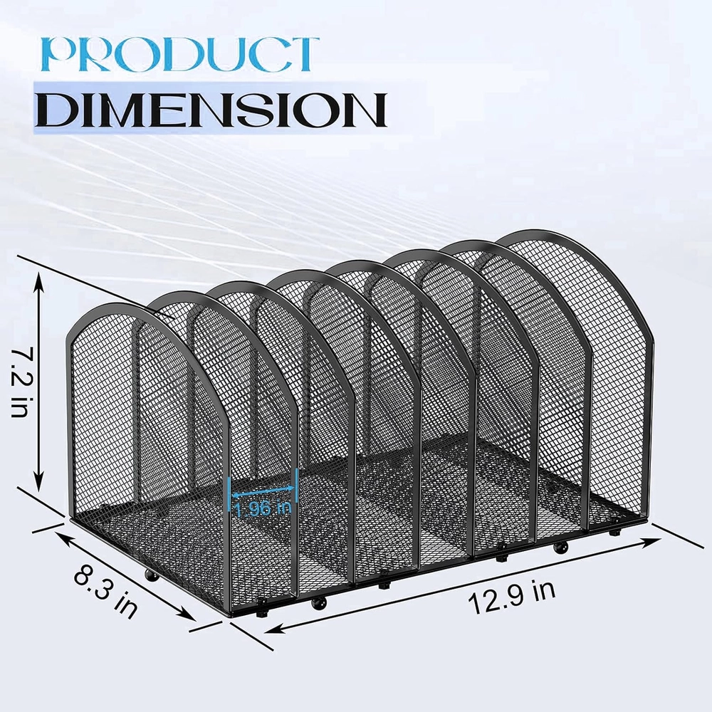 Black Metal Mesh Desktop File Organizer