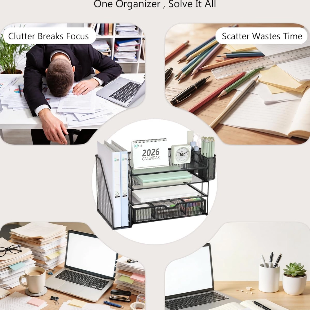 ALI Black Mesh Desk Organizer