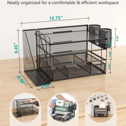 ALI Black Mesh Desk Organizer