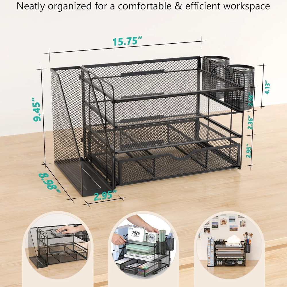 ALI Black Mesh Desk Organizer