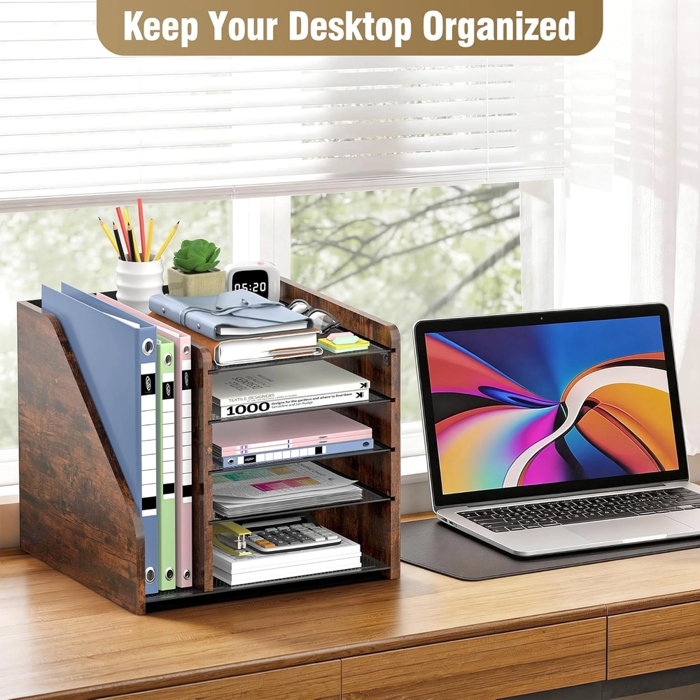 Rustic Wood Desk Organizer