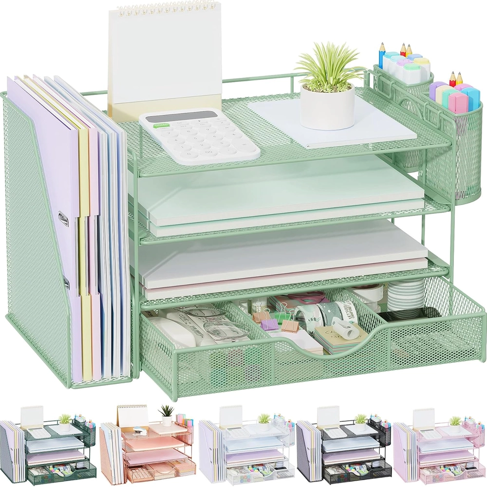 Rose Gold Mesh Desk Organizer