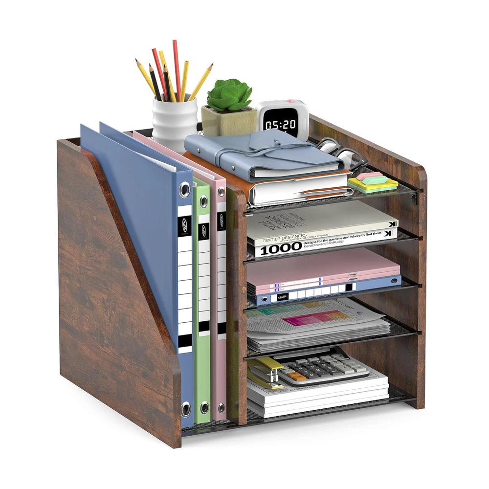 Rustic Wood Desk Organizer