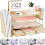 Rose Gold Mesh Desk Organizer