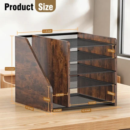 Rustic Wood Desk Organizer