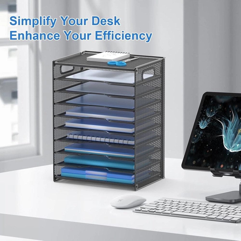 Black Mesh 9-Tier Document Sorter