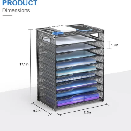 Black Mesh 9-Tier Document Sorter